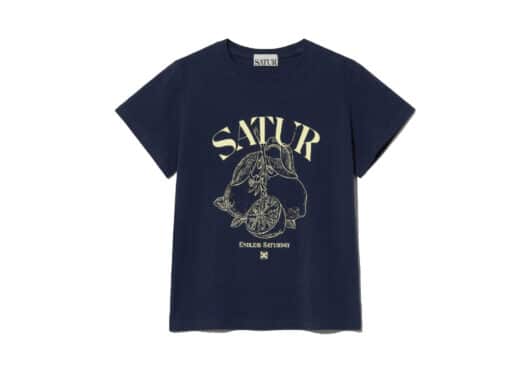 Satur Capri Citron Drawing Summer Graphic Tee Sunset Navy (W)