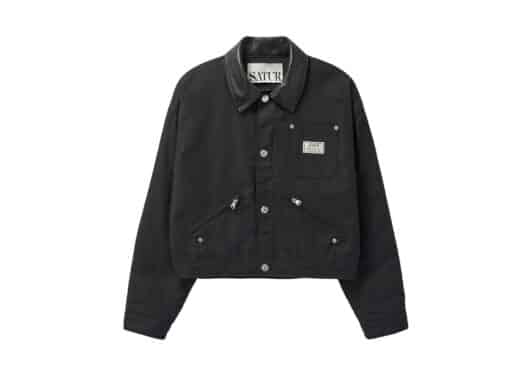 Satur Crop Cotton Work Jacket Black (W)