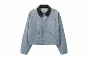 Satur Crop Cotton Work Jacket Sky Blue (W)
