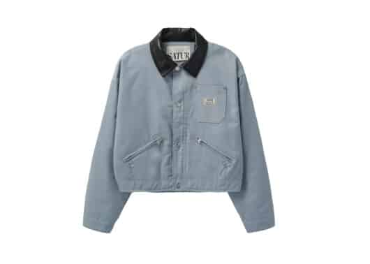 Satur Crop Cotton Work Jacket Sky Blue (W)