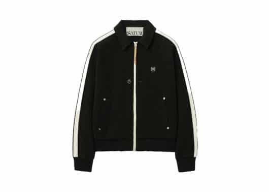 Satur Lawton Waffle Collar Track Zip-up Jacket Black (W)