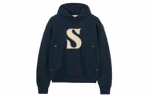 Satur Rivet Applique Pocket Logo Hoodie Classic Navy