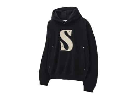 Satur Rivet Applique Pocket Logo Hoodie Organic Black