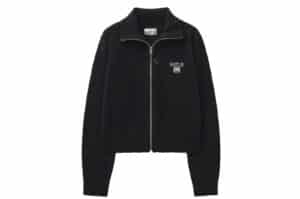 Satur Signature Logo Cashmere Blend Knit Zip-Up Classic Black (W)