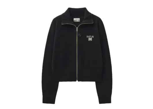 Satur Signature Logo Cashmere Blend Knit Zip-Up Classic Black (W)
