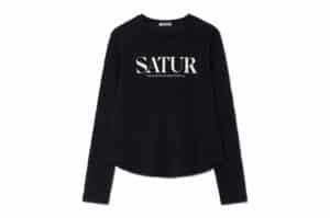 Satur Signature Logo Cotton Long Sleeve Classic Black