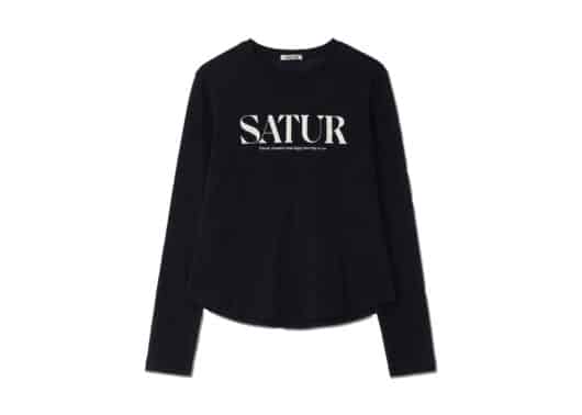 Satur Signature Logo Cotton Long Sleeve Classic Black