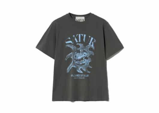 Satur Sun Retro Graphic Tee Charcoal Blue (W)