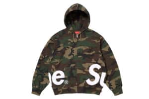 Supreme Big Logo Zip Up Hooded Sweatshirt Woodland Camo