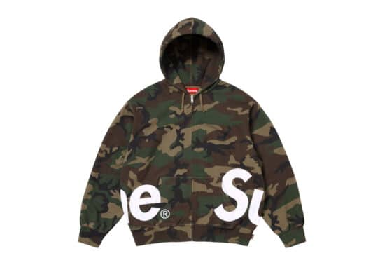 Supreme Big Logo Zip Up Hooded Sweatshirt Woodland Camo
