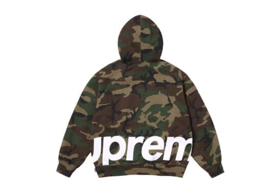 Supreme Big Logo Zip Up Hooded Sweatshirt Woodland Camo - Image 2