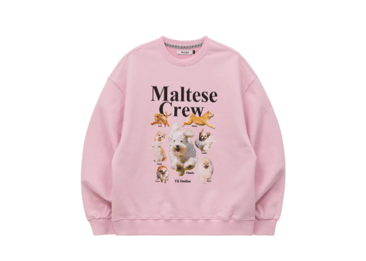 Wai Kei Maltese Crew Man to Man Crewneck Light Pink