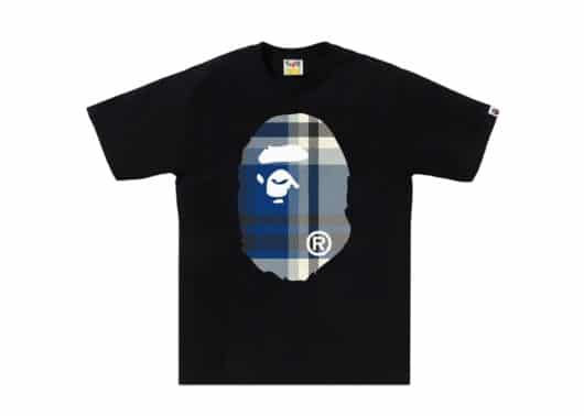 BAPE A Bathing Ape Check Big Ape Head Tee Black