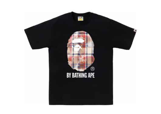 BAPE Bleach Check Ape Head Tee Black