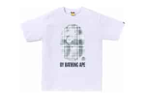 BAPE Bleach Check Ape Head Tee White
