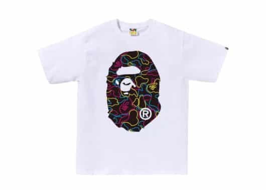 BAPE Neon Camo Big Ape Head Tee White