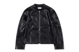 Low Classic Bandcollar Leather Jacket Black