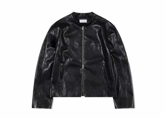 Low Classic Bandcollar Leather Jacket Black