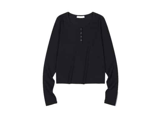 Low Classic Henry-Neck Long Sleeve Tee Black