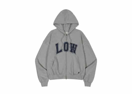 Low Classic Low Soft Sweat Zip-Up Hoodie Melange Grey