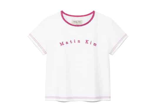 Matin Kim Color Print Arch Logo Top White TS055