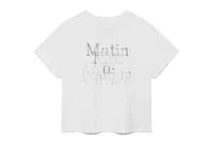 Matin Kim Dusty Typo Graphic Crop Top White TS077