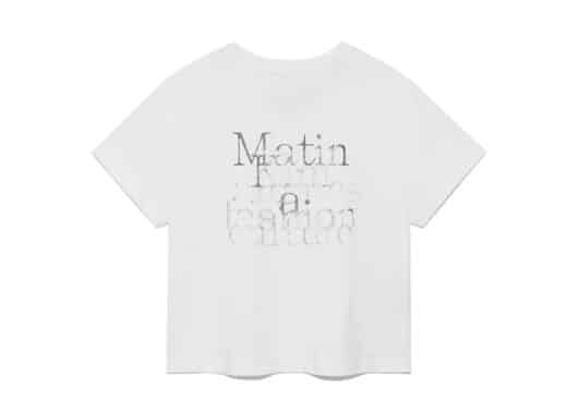 Matin Kim Dusty Typo Graphic Crop Top White TS077