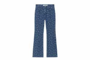 Matin Kim Flower Pattern Flare Denim Pants Blue DN024