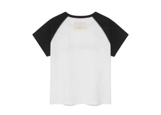 Matin Kim Flower Stitch Raglan Logo Top Black TS049 - Image 2