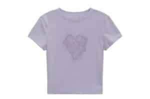 Matin Kim Heart Graphic Crop Tee Lilac TS059