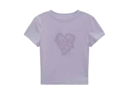 Matin Kim Heart Graphic Crop Tee Lilac TS059
