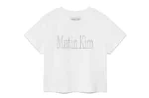 Matin Kim Pattern Artwork Logo Crop Top White TS074