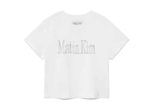Matin Kim Pattern Artwork Logo Crop Top White TS074