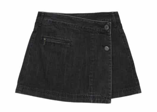 Matin Kim Pleats Wrap Denim Mini Skirt Black DN021