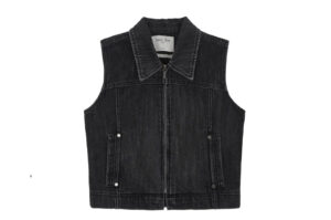 Matin Kim Slim Zip Up Denim Vest Black VT004