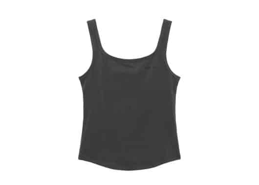 Matin Kim Square Neck Sleeveless Logo Top Charcoal TS034
