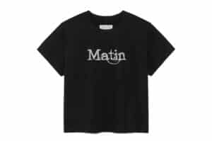 Matin Kim Stitch Printing Detail Crop Top Black TS050
