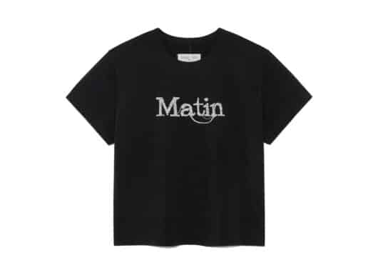 Matin Kim Stitch Printing Detail Crop Top Black TS050