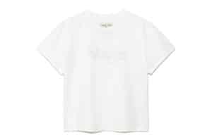 Matin Kim Stitch Printing Detail Crop Top White TS050