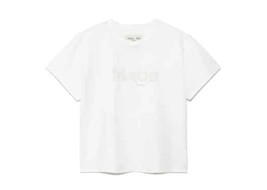 Matin Kim Stitch Printing Detail Crop Top White TS050
