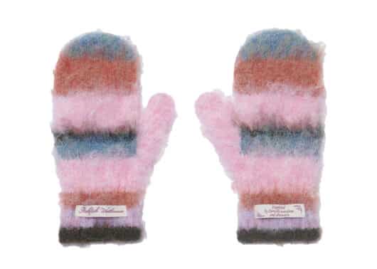 Rockfish Weatherwear Stripe Shaggy Mittens Pink