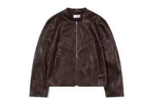 Low Classic Bandcollar Leather Jacket Brown