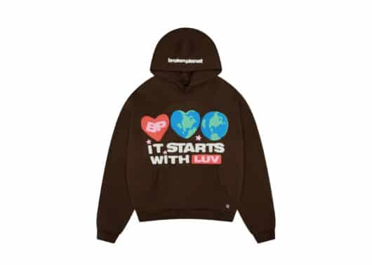 Broken Planet It Starts With Luv Hoodie Mocha Brown