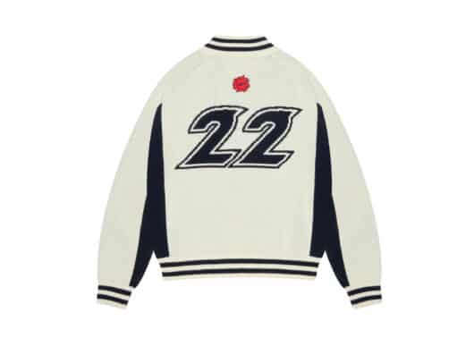 Broken Planet Racer Knit Zip-Up White Navy - Image 2