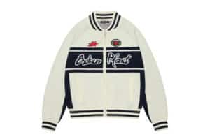 Broken Planet Racer Knit Zip-Up White Navy