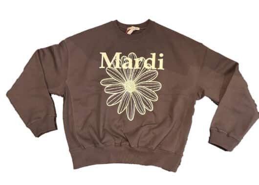 Mardi Mercredi Flowermardi Crewneck Charcoal Ivory