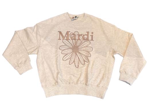 Mardi Mercredi Flowermardi Needlework Crewneck Oatmeal Taupe