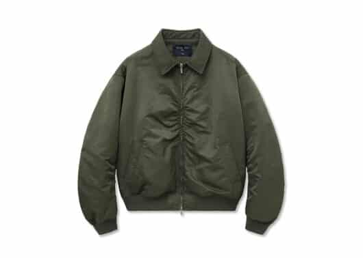 Matin Kim Applique Logo Shirring Bomber Jumper Khaki JP027 (W)