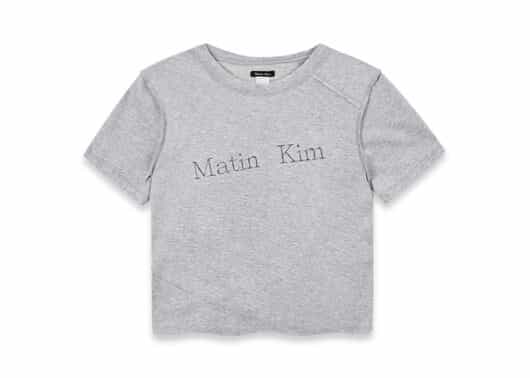 Matin Kim Diagonal Logo Reversible Crop Top Grey TS068