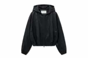 Matin Kim Faux Leather Hoody Crop Jumper Black JP026